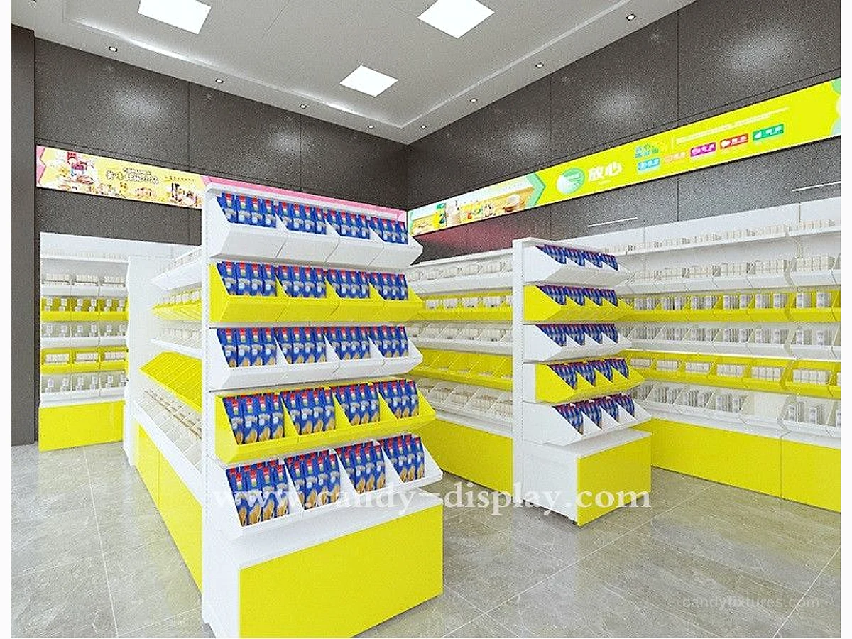 Supermarket Bulk Snack Shelf Convenience Store Display Rack Called Food Hanging Bucket Cabinet Bread Candy Stand detail 7