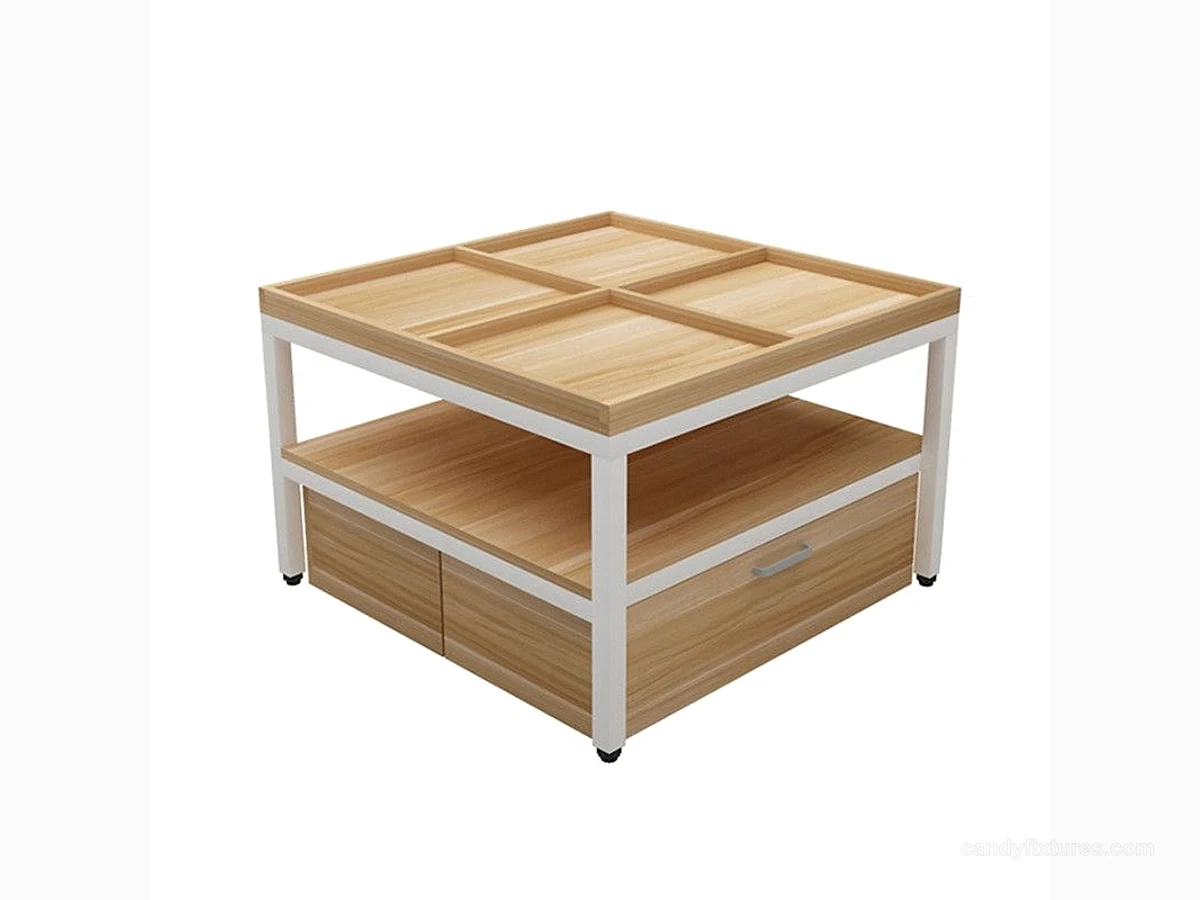 Supermarket Showcase Candy Dry Goods Display Stand Snacks Bulk Container Island Cabinet Shelf Three-story Promotion Table view 1