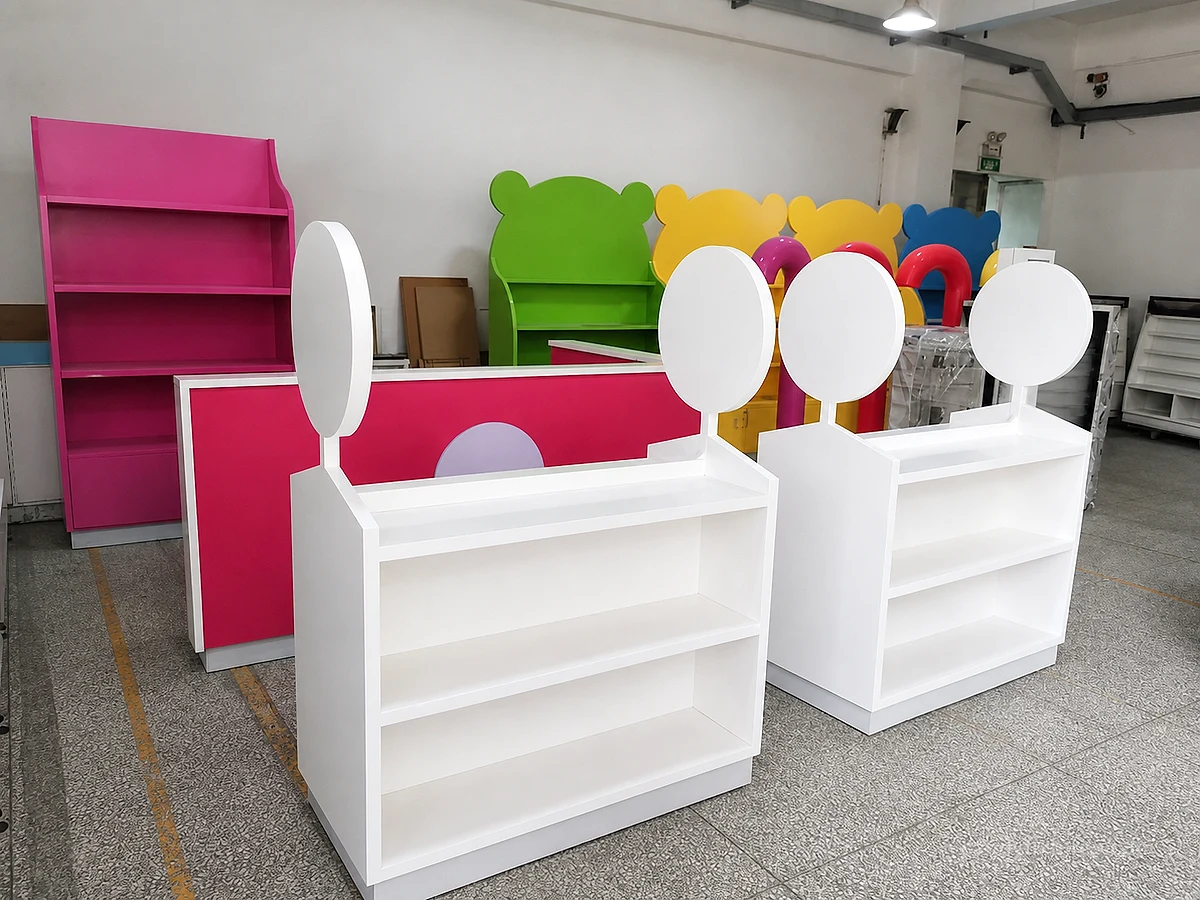 White Color Candy Shop Lollipop Display Gondola Double-sides Cabinet detail 1
