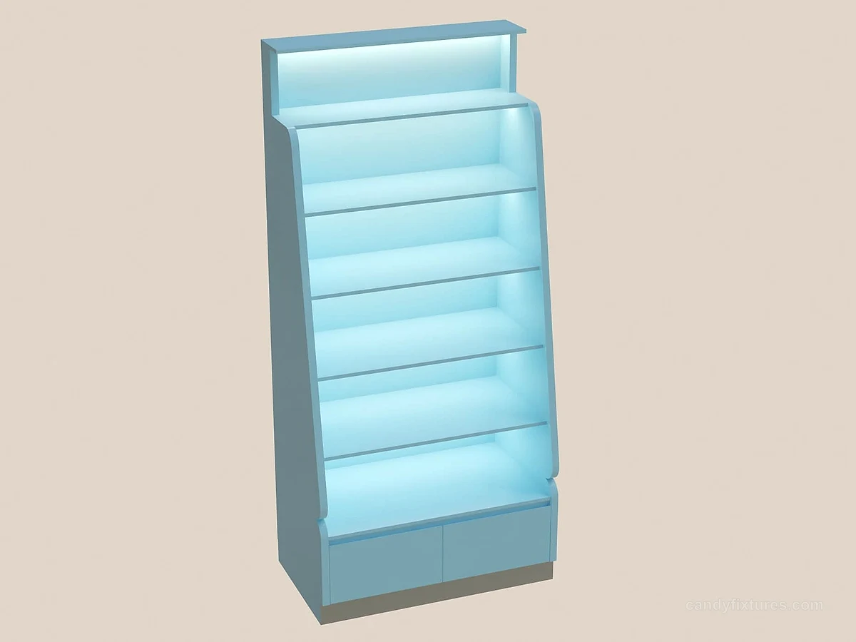 Wholesale candy store display furniture multilevel candy store display shelves and wall cabinets detail 1