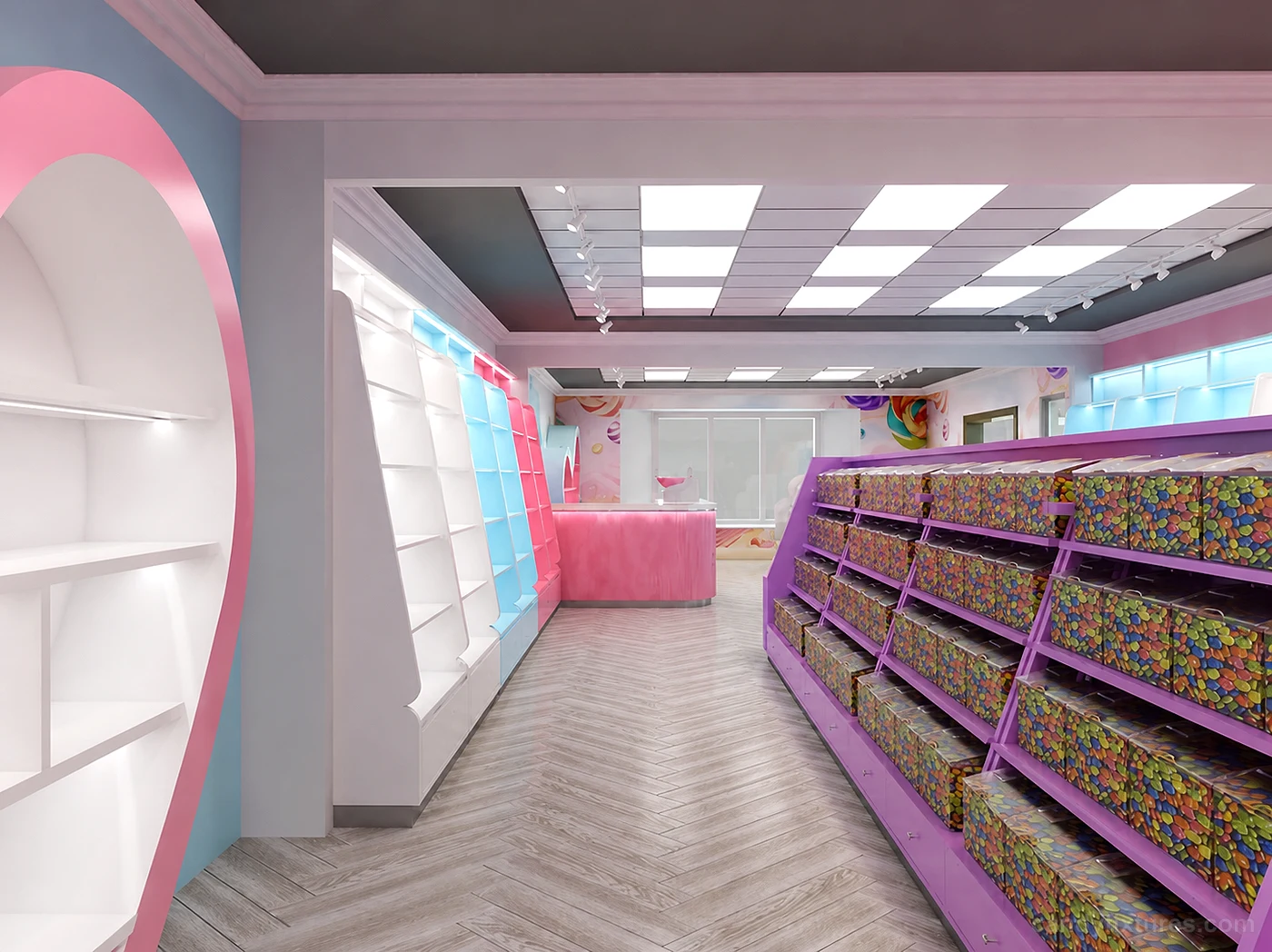 Candy container store supermarket dedicated candy store display cabinet Custom candy cabinet – Product Description