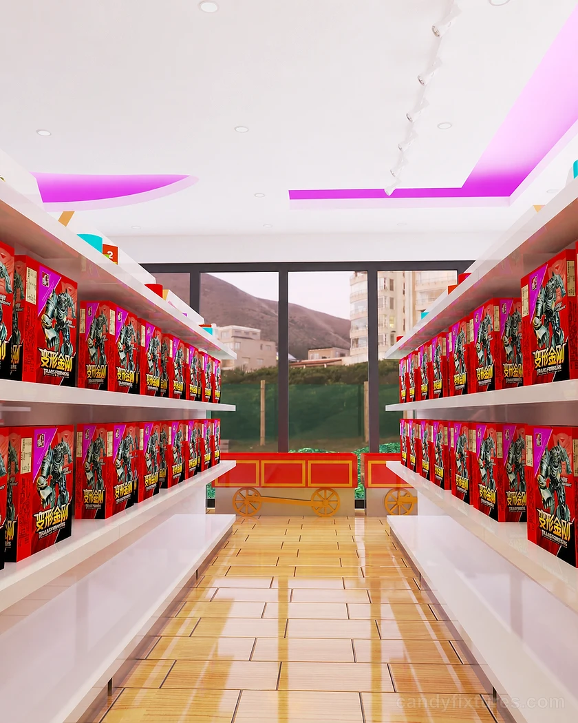 Candy store & Toy store custom display rack display cabinet for sale – What the project image shows