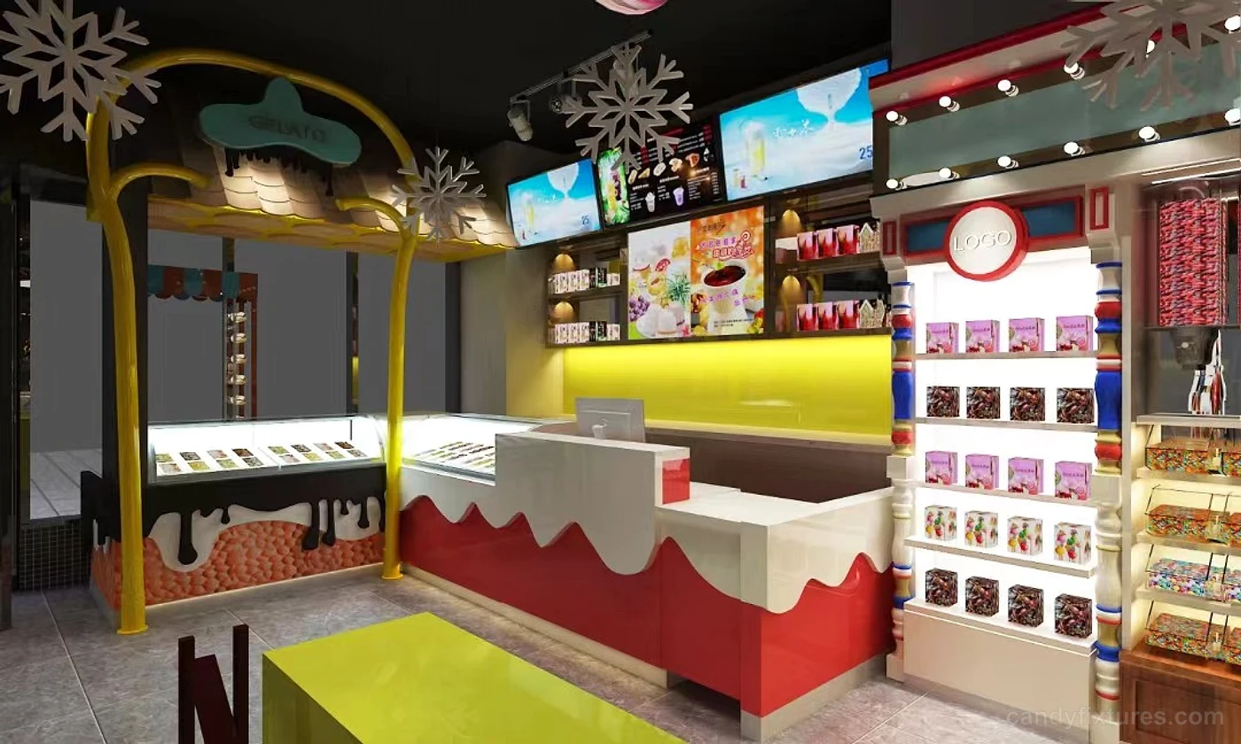 Coffee & juice shop interior design ice cream store candy kiosk custom for sale interior design