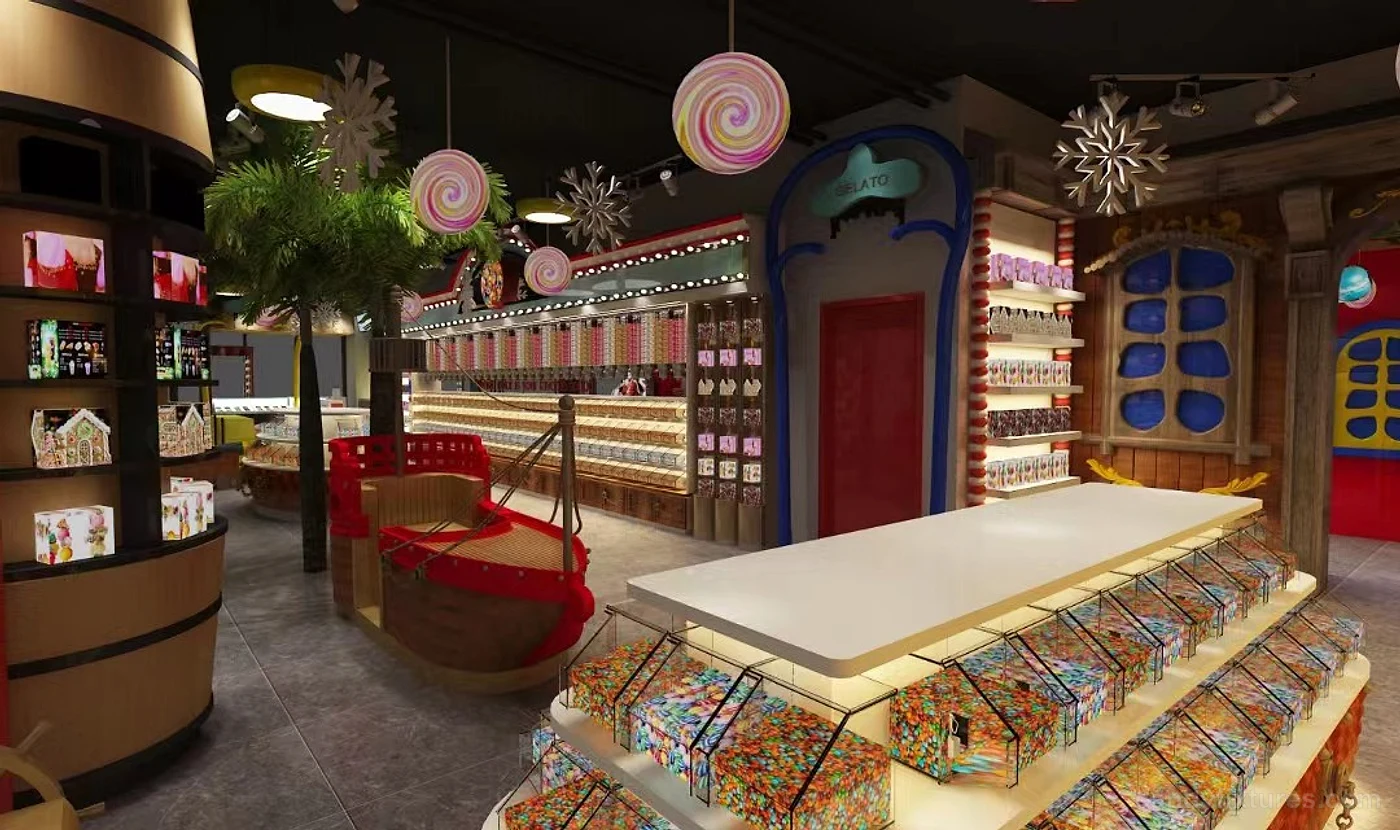 Coffee & juice shop interior design ice cream store candy kiosk custom for sale – The layout of the juice store