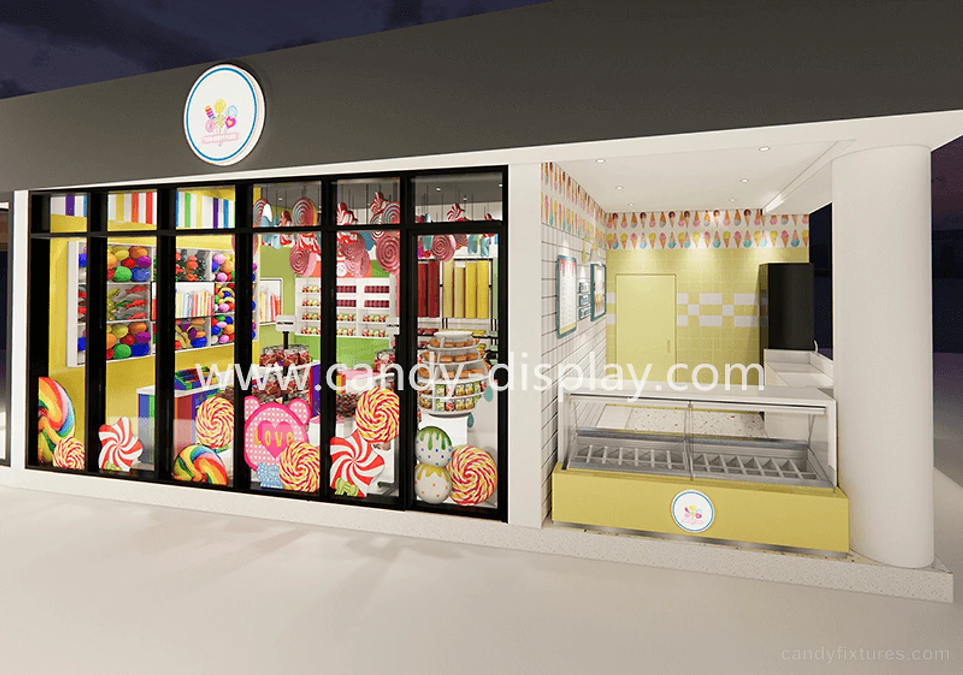 Colorful Candy Ice Cream Shop Interior Decoration Furniture Display Professional Design interior design