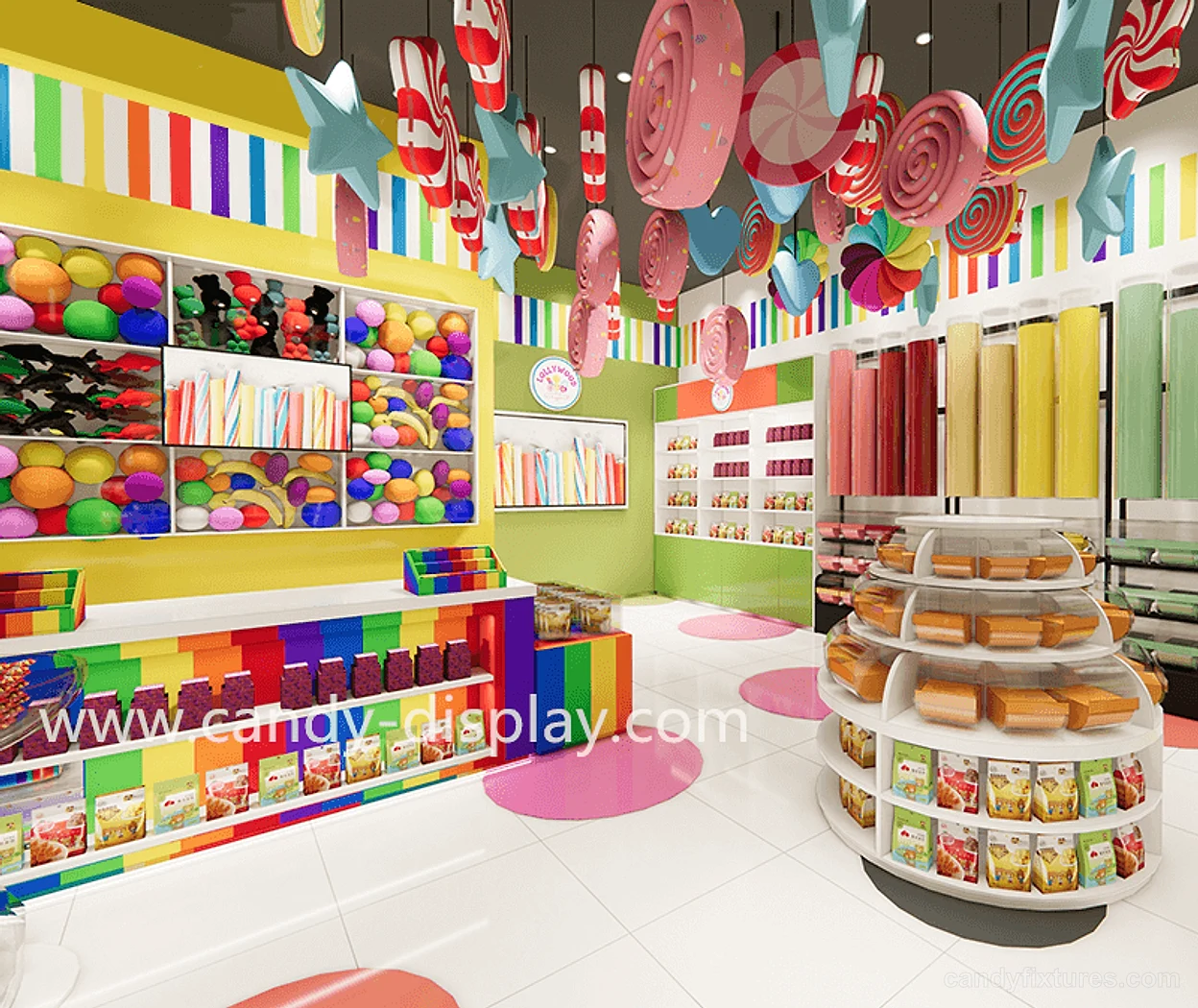 Colorful Candy Ice Cream Shop Interior Decoration Furniture Display Professional Design – Candy Store Design