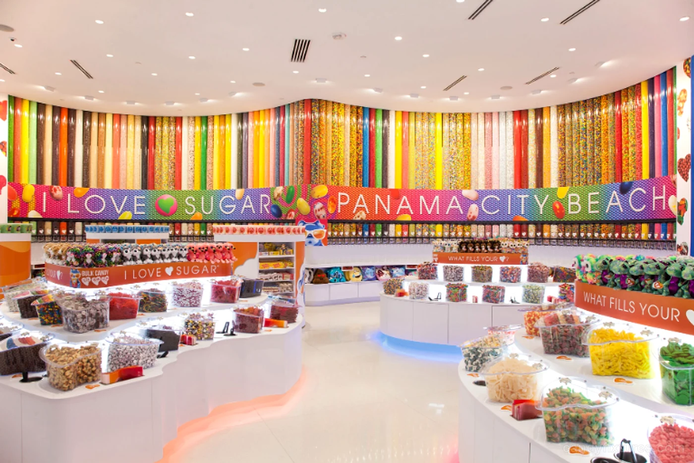 Colorful candy store design storefront decoration candy interior design – Rainbow wall display