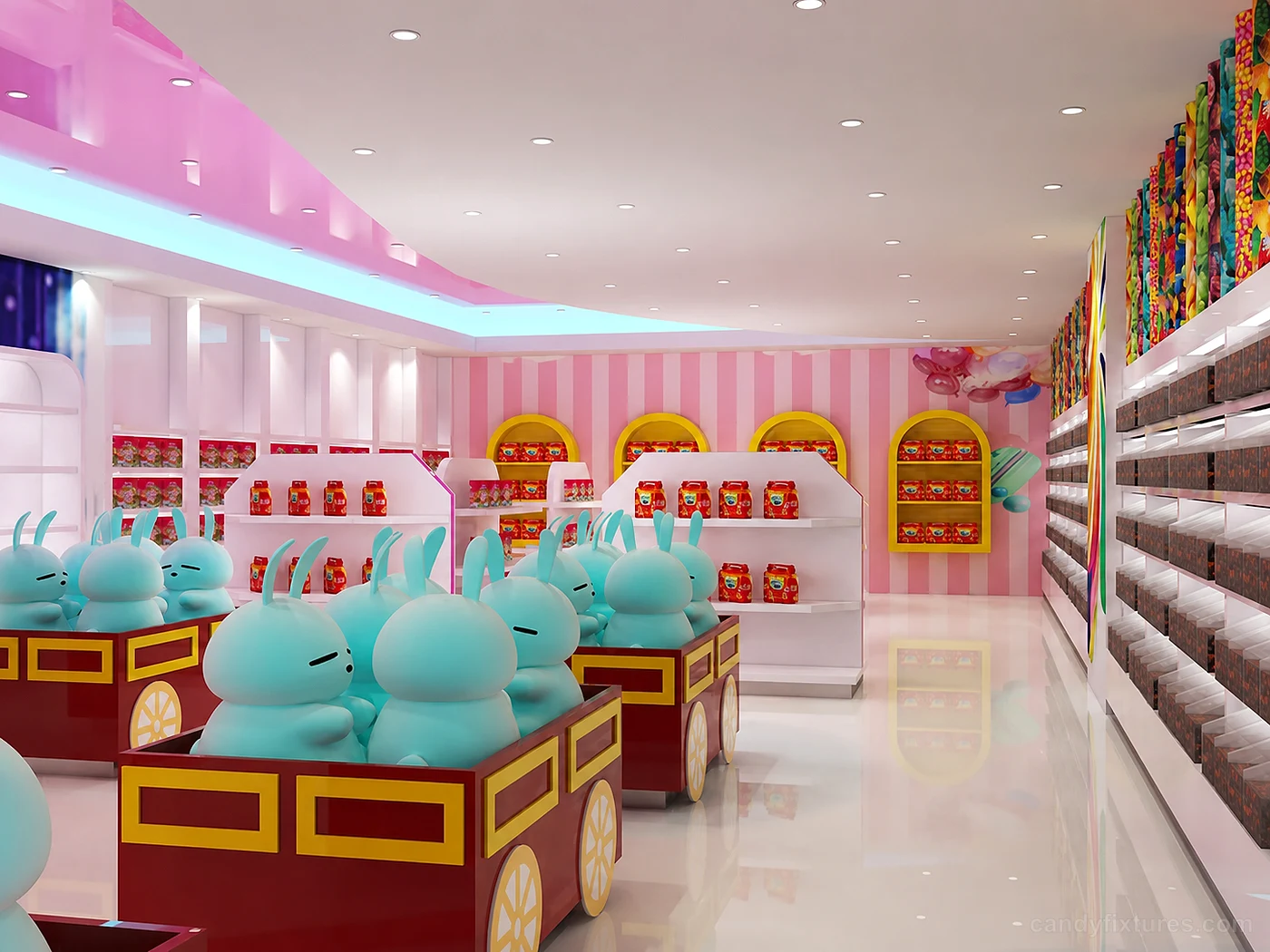 Colorful Candy & Toy Store Interior Furniture Design Ceiling Decoration – What the project image shows