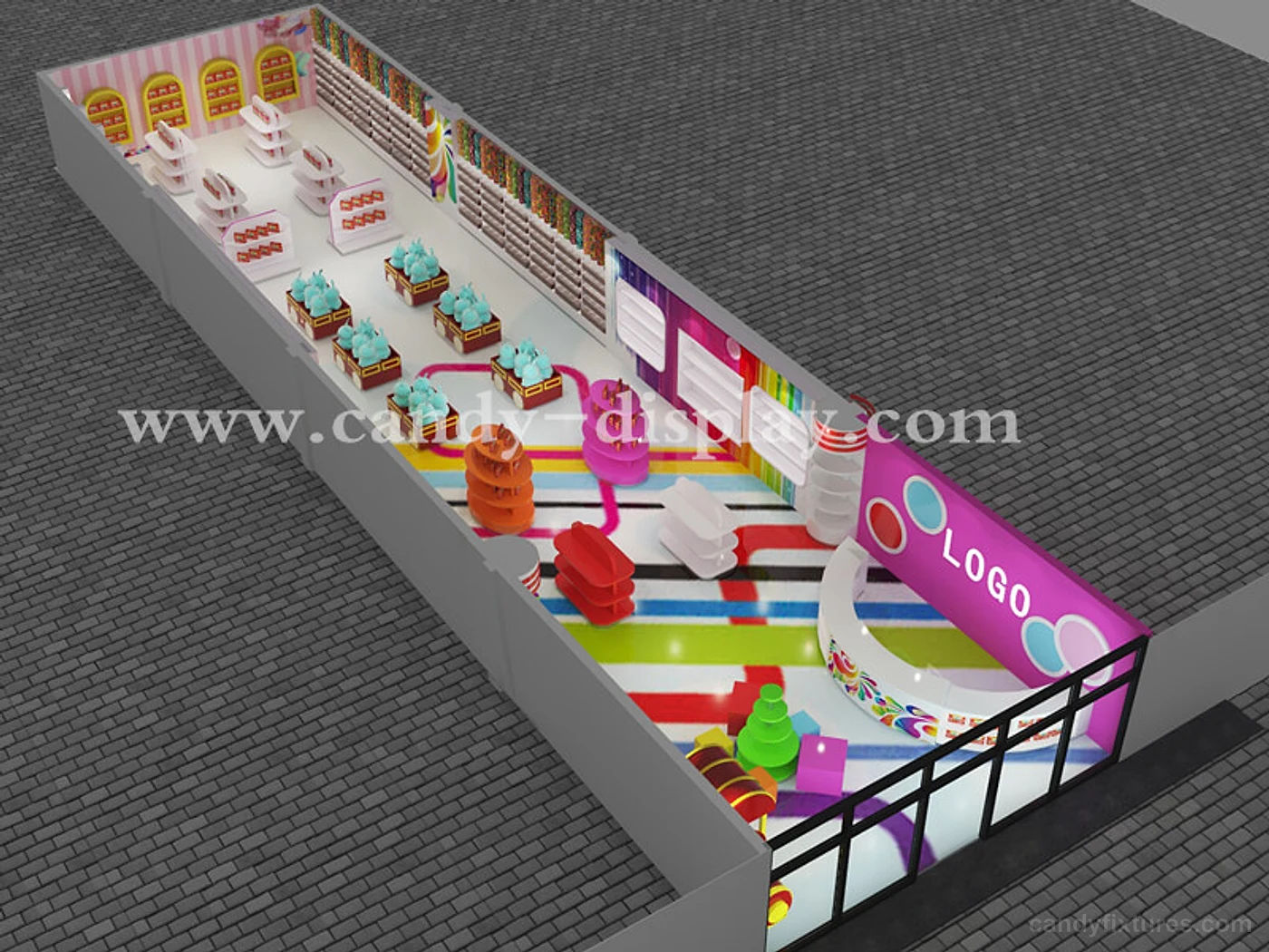 Colorful Candy & Toy Store Interior Furniture Design Ceiling Decoration – R eception Desk