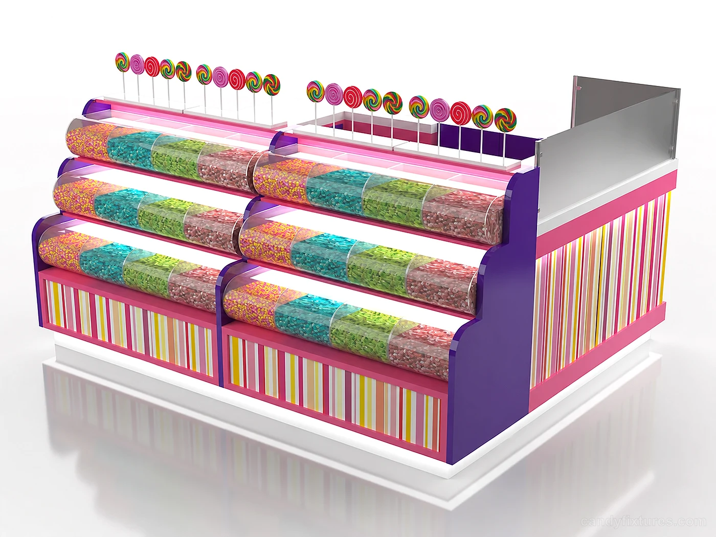 Colorful Lollipop display booth Candy Station Crystal box customized in sale interior design