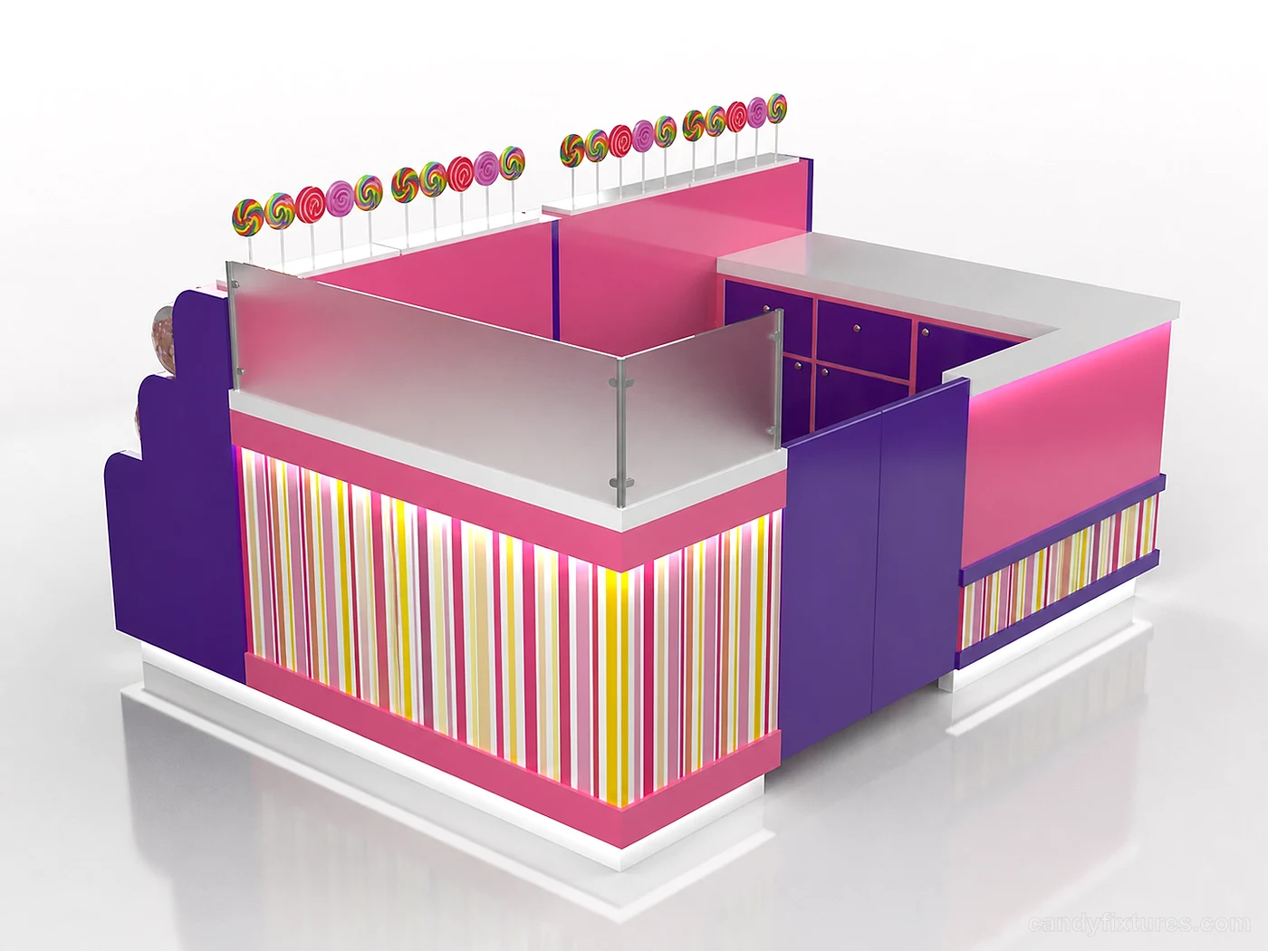 Colorful Lollipop display booth Candy Station Crystal box customized in sale – Detail