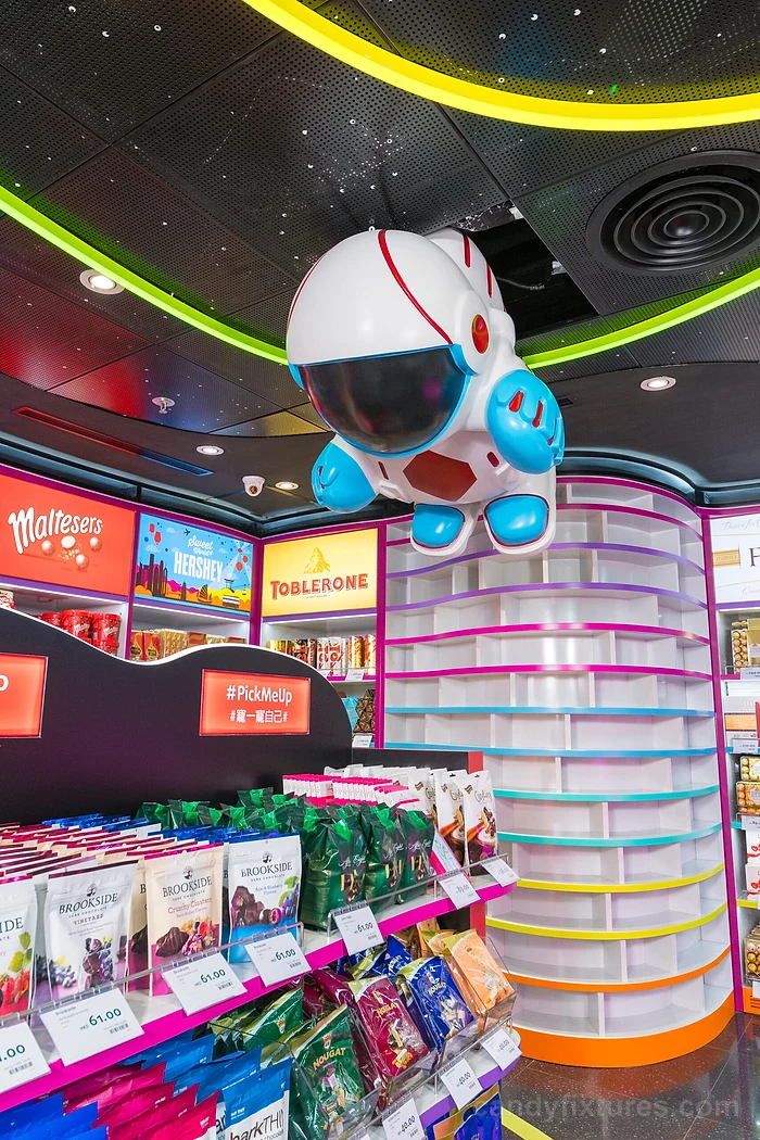 Cosmic & Aquatic Delights: A Whimsical Candy Store Design Decoration – The ceiling in the style of ajellyfish