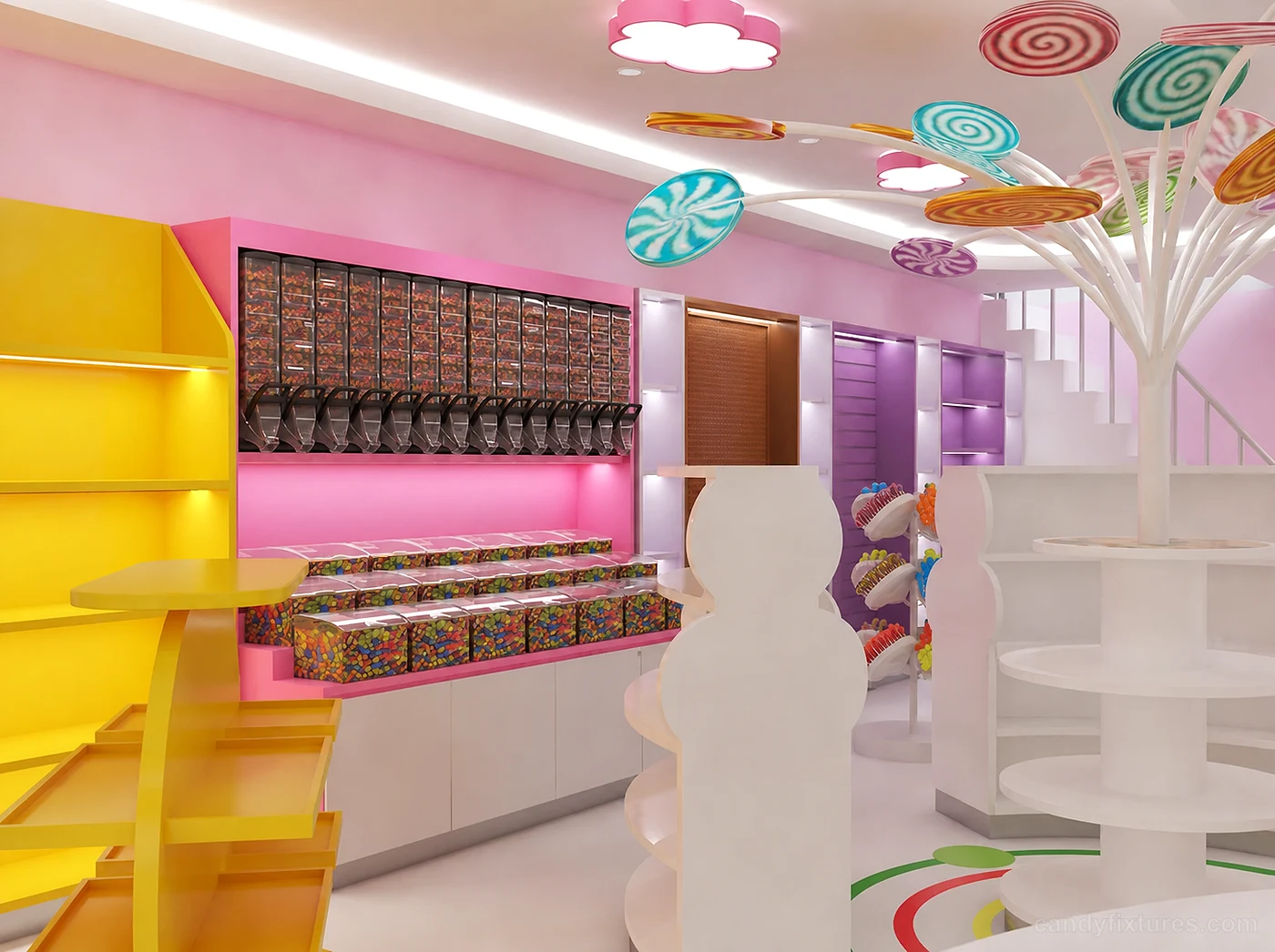 Creative Candy Party Store Balloon Greeting Card Theme Store Interior 3D Design Custom Unique Display Cabinet – Left Side Wall