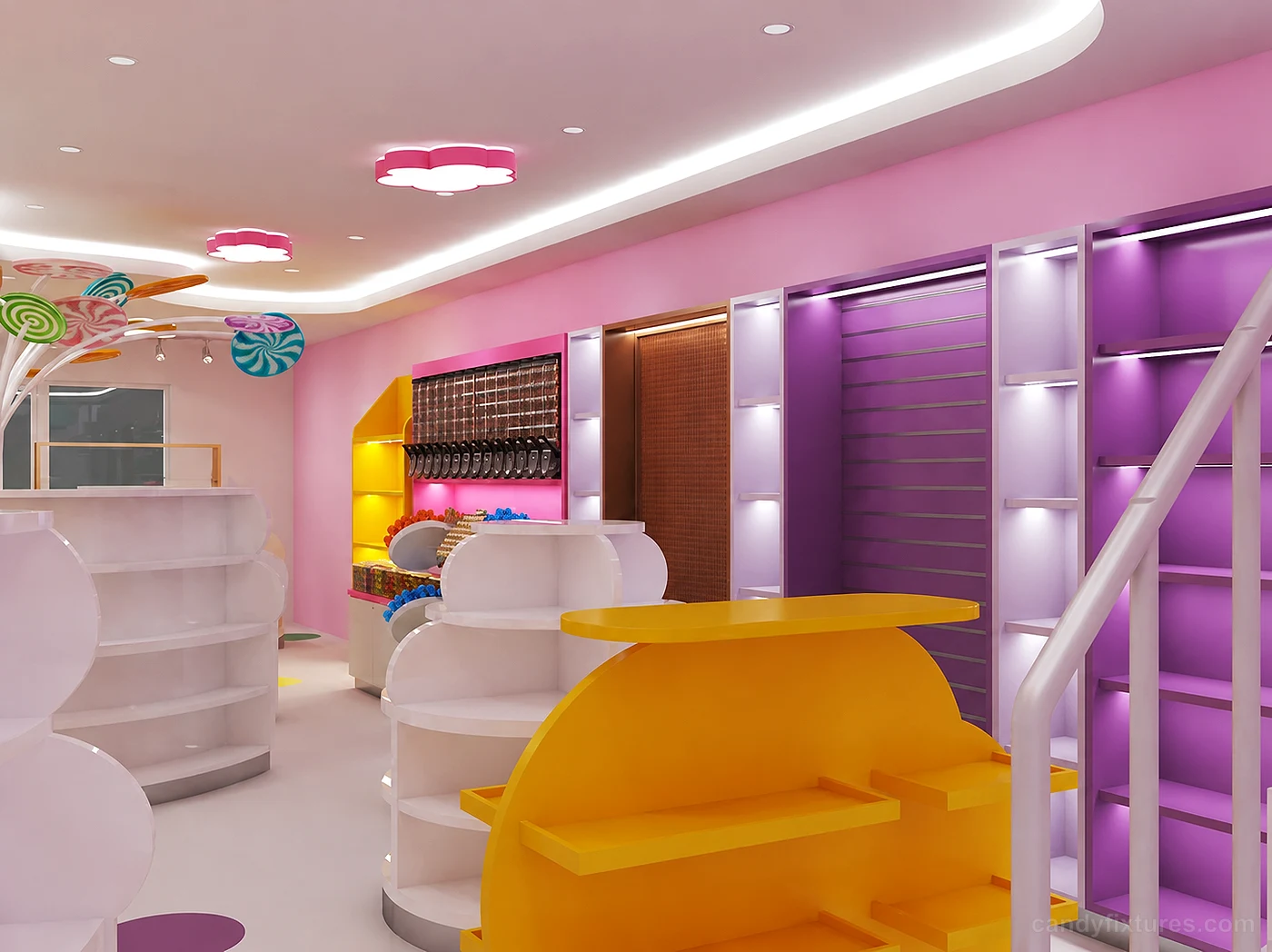 Creative Candy Party Store Balloon Greeting Card Theme Store Interior 3D Design Custom Unique Display Cabinet – Right Side Wall