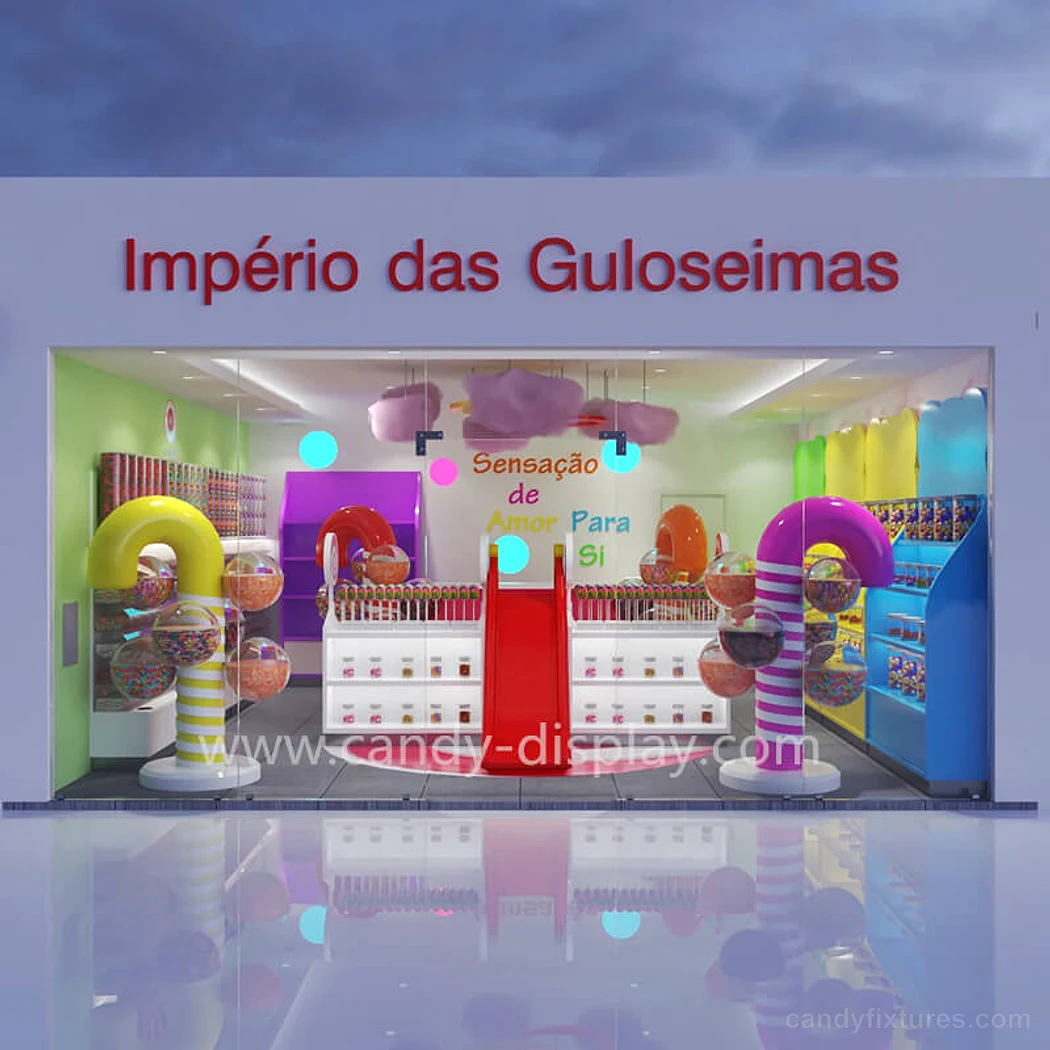 Creative Colorful Candy Store Interior Furniture Decoration Table Display 3D Design interior design