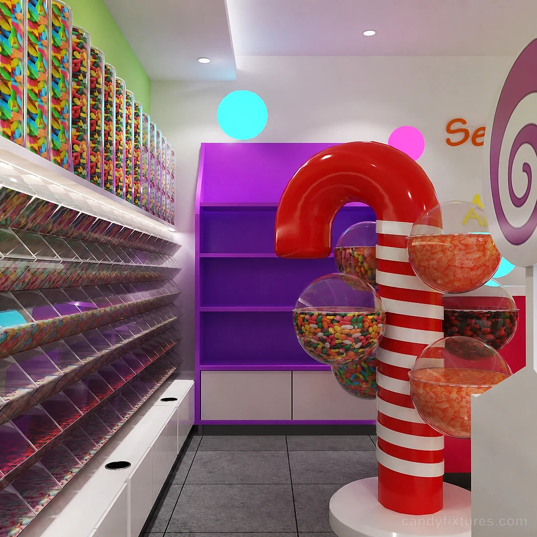 Creative Colorful Candy Store Interior Furniture Decoration Table Display 3D Design – Space Planning