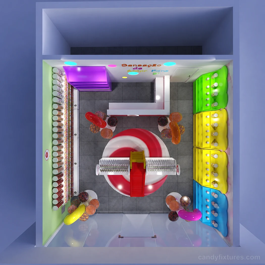 Creative Colorful Candy Store Interior Furniture Decoration Table Display 3D Design – Candy Store Design