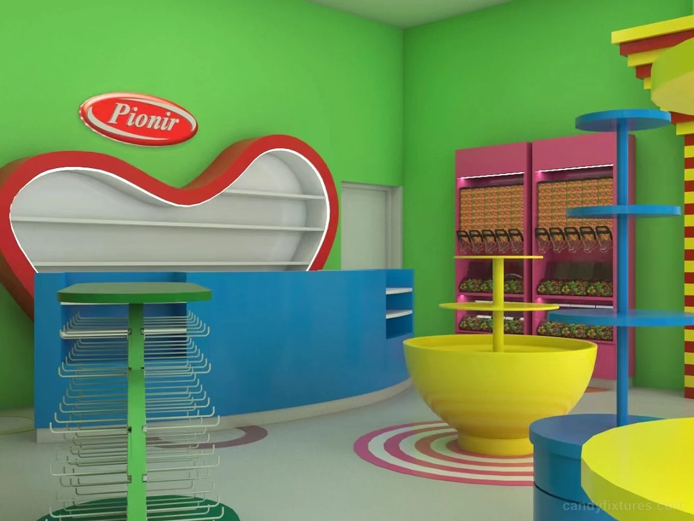 Custom lollipop store decorations candy shop interior design for sale – What the project image shows