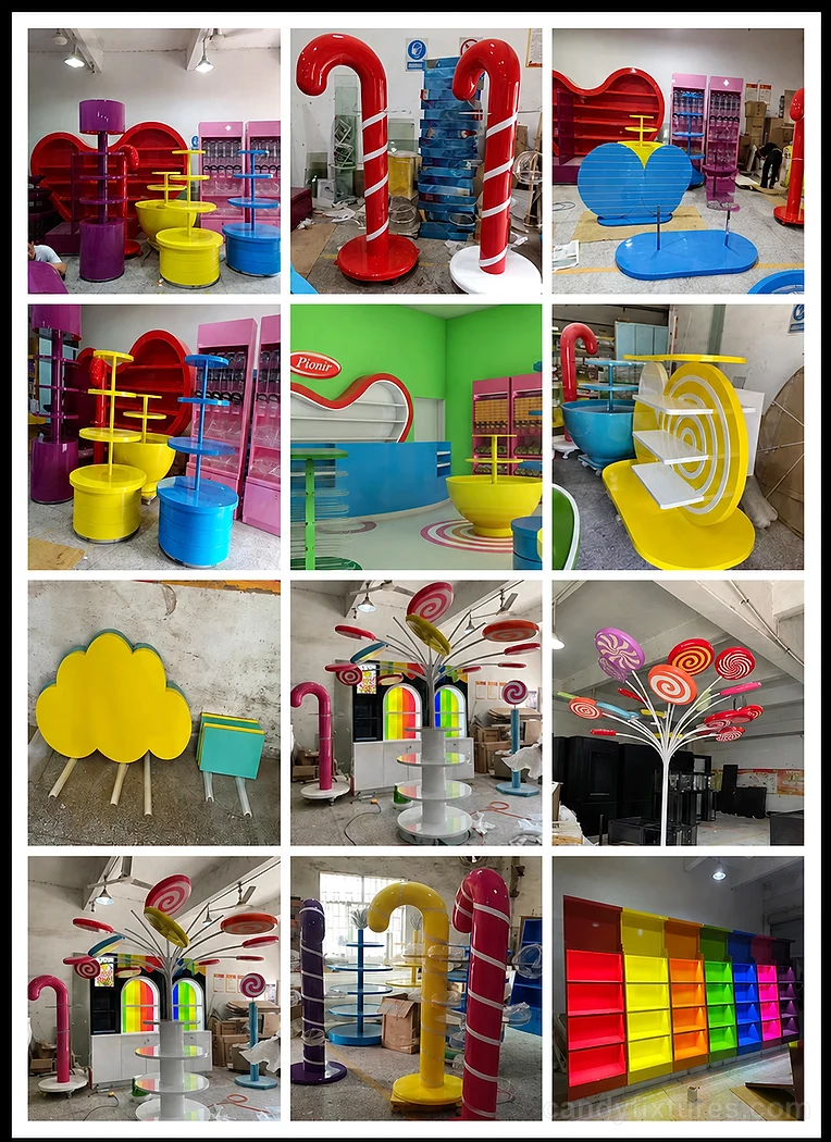 Custom lollipop store decorations candy shop interior design for sale – Layout