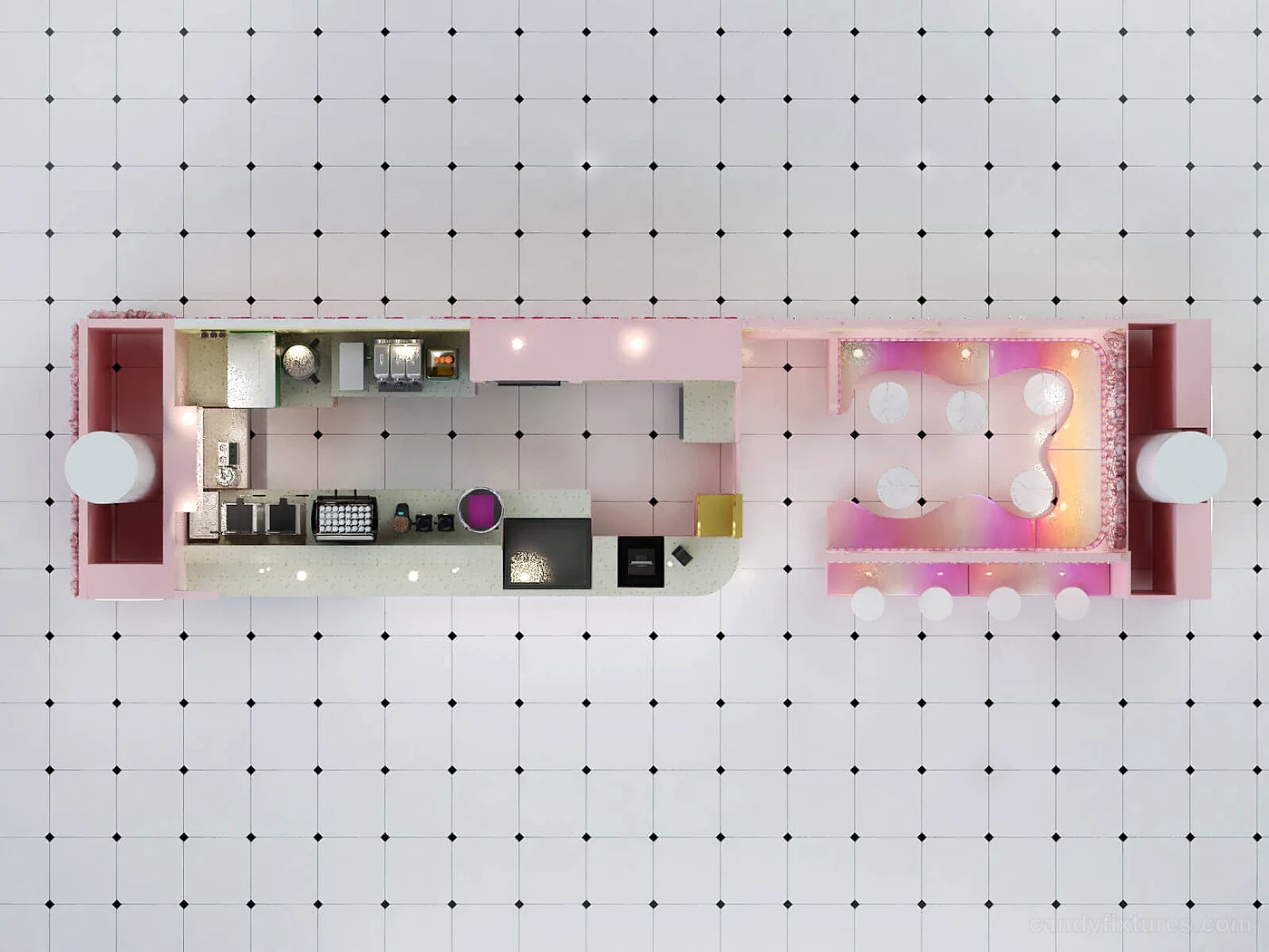 Cute Pink candy shop displays mall stall 3D design indoor design store & kiosk display for sale – Graphic Design