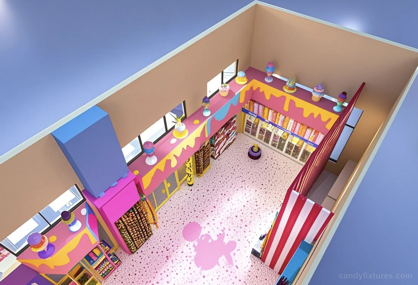 Design of a Large – scale Candy Store in Houston, the United States – What the project image shows