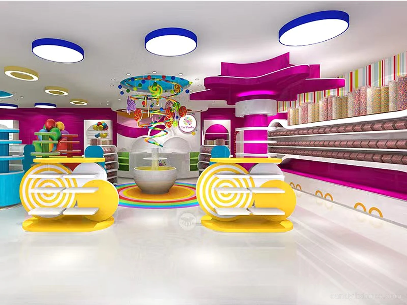 Exquisite candy store decoration custom candy store design decoration for sale interior design