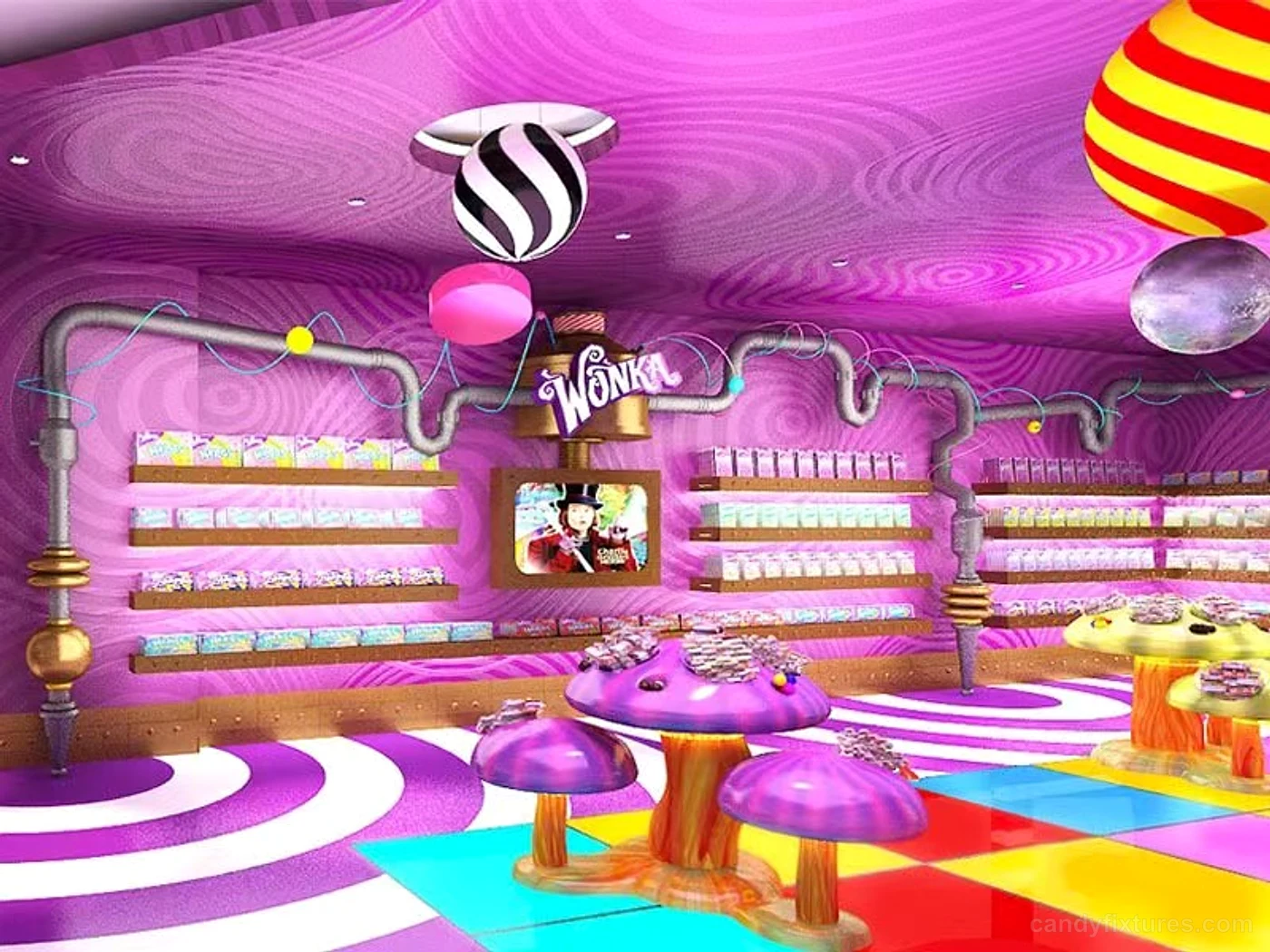 Fantasy theme interior design confectionery decoration custom container for sale interior design