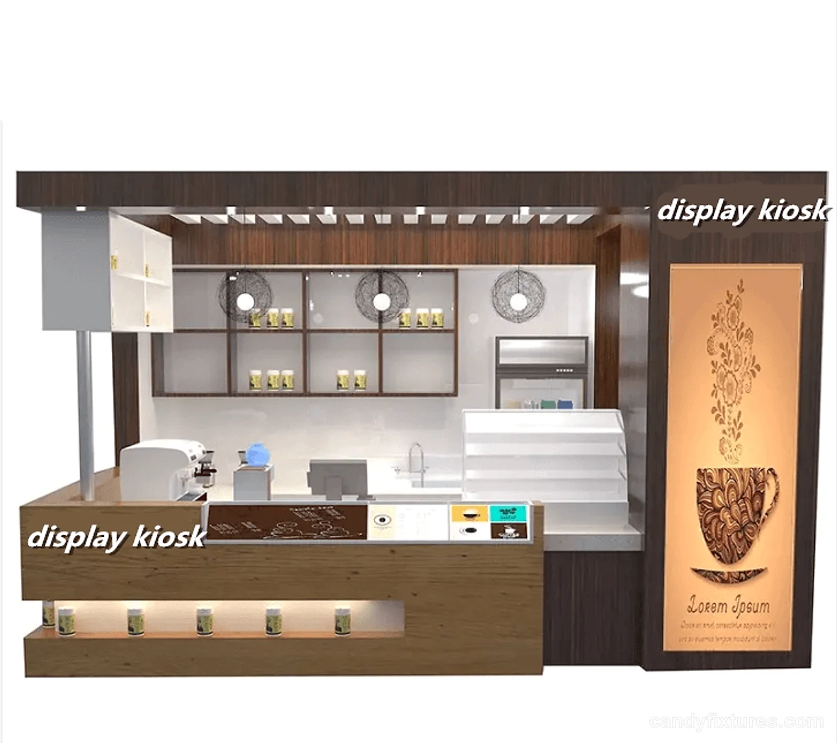 High-end coffee shop design Custom ice cream interior design decoration kiosk for sale interior design