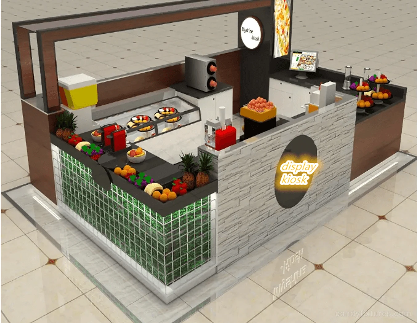 High-end coffee shop design Custom ice cream interior design decoration kiosk for sale – High-end coffee shop
