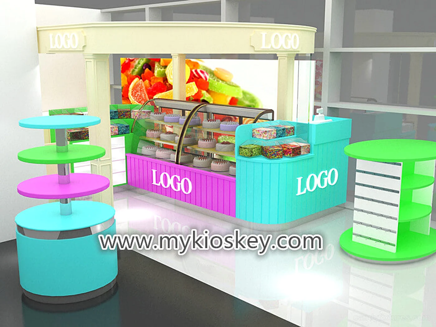 Interior candy store display shelves 3D design candy shop with mall for sale – Product introduction