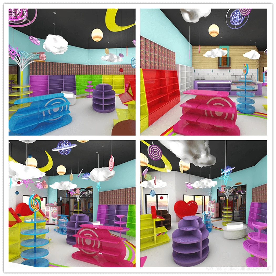 Modern style candy store design with unique display cabinet ,shelf ,stands & candy canes for sale – The Candy Canes