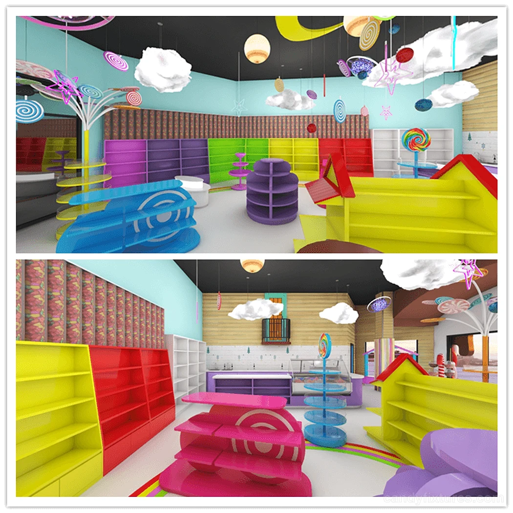 Modern style candy store design with unique display cabinet ,shelf ,stands & candy canes for sale – Unique Shelf Design