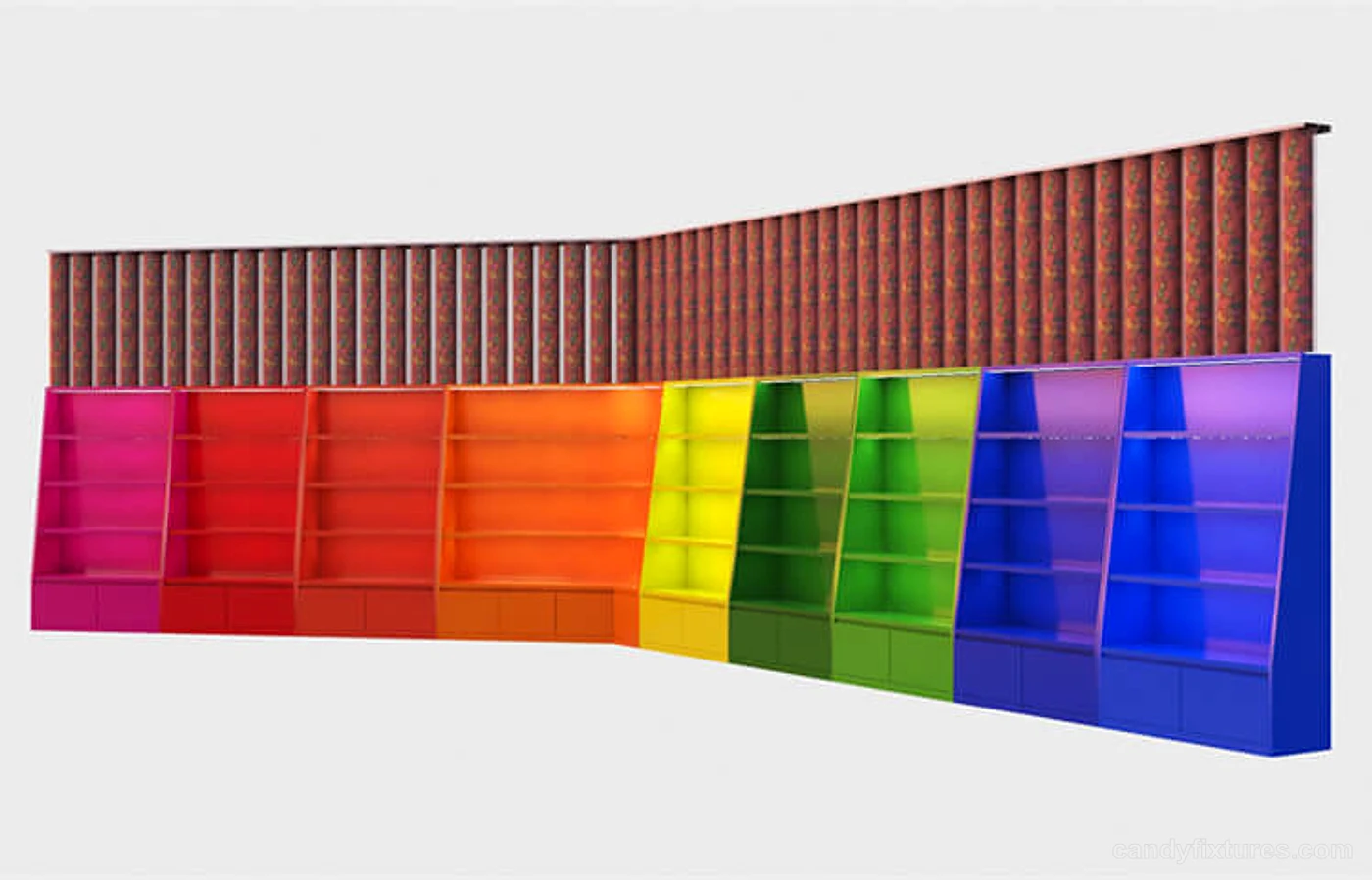 Modern style candy store design with unique display cabinet ,shelf ,stands & candy canes for sale – What the project image shows