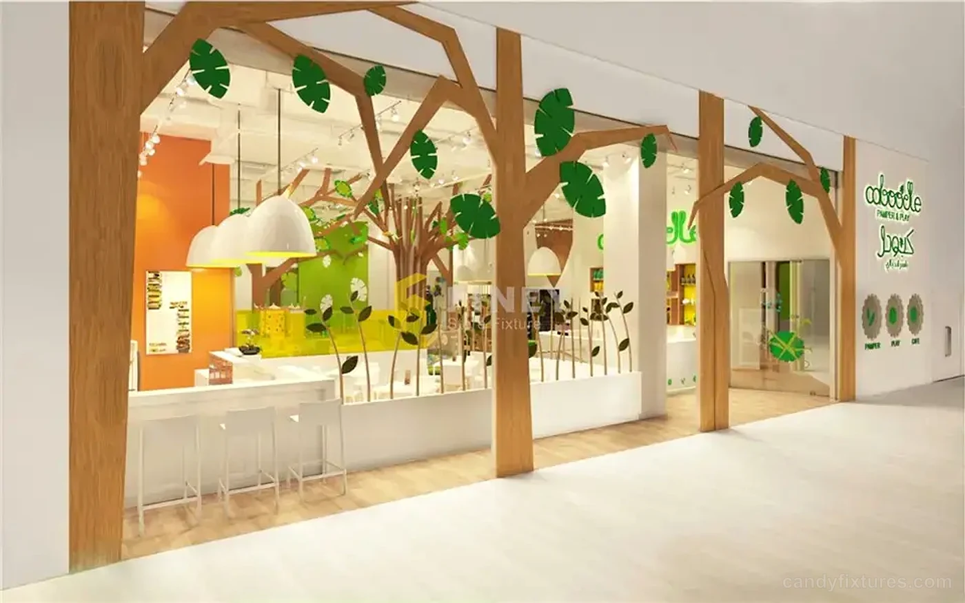 Nursery store design simple green furniture customization interior design