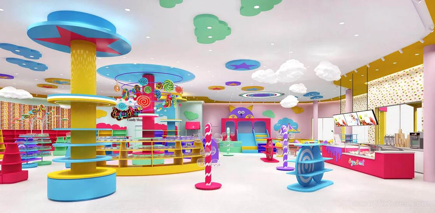 Purple Candy Store Interior Design cabinets Unique cabinetry custom candy shelf – Ice cream chair
