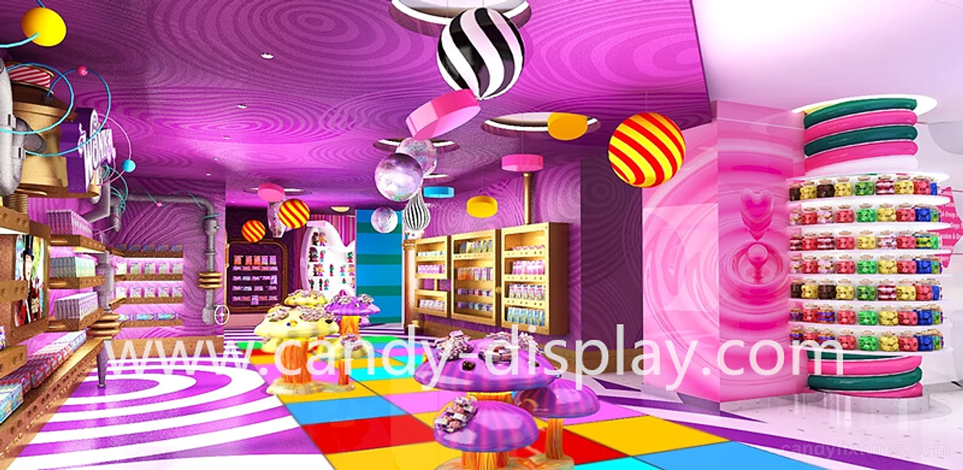 Purple Theme Candy Store Interior Industrial Lovely Style Design – Color