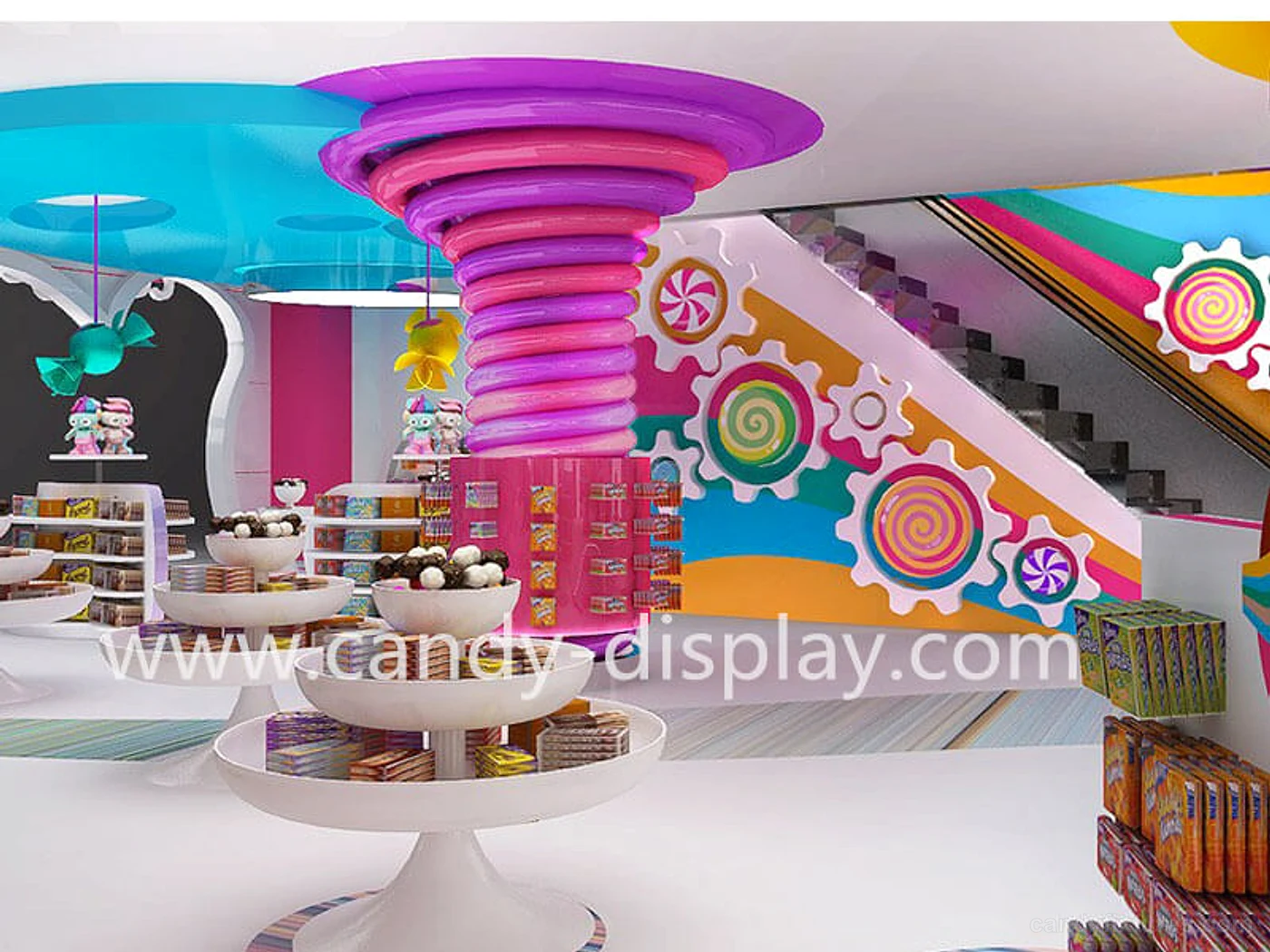 Purple Theme Candy Store Interior Industrial Lovely Style Design – Color