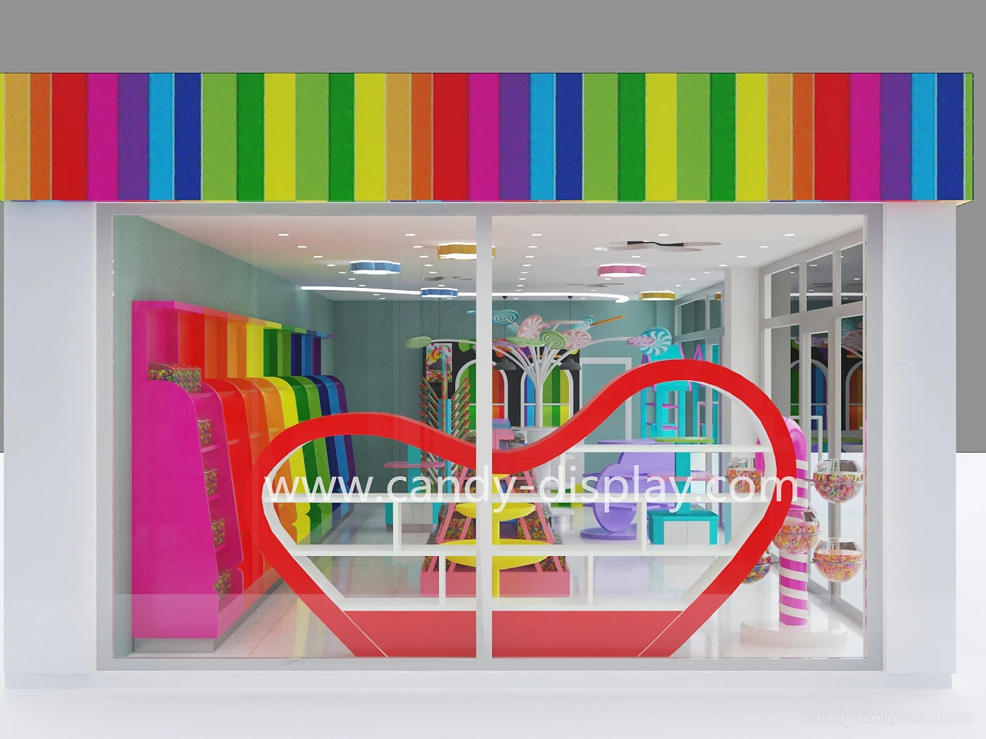 Rich colors and diverse shapes of the candy store design for sale – Front Description