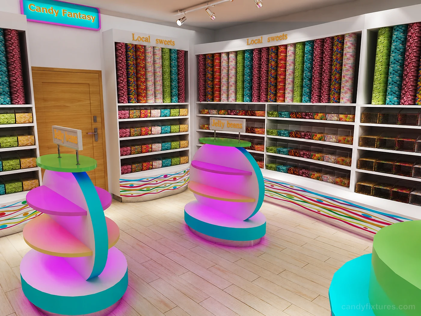 Small Candy & Gift & Chocolate Store Inside Layout and Display Furniture Design – Production