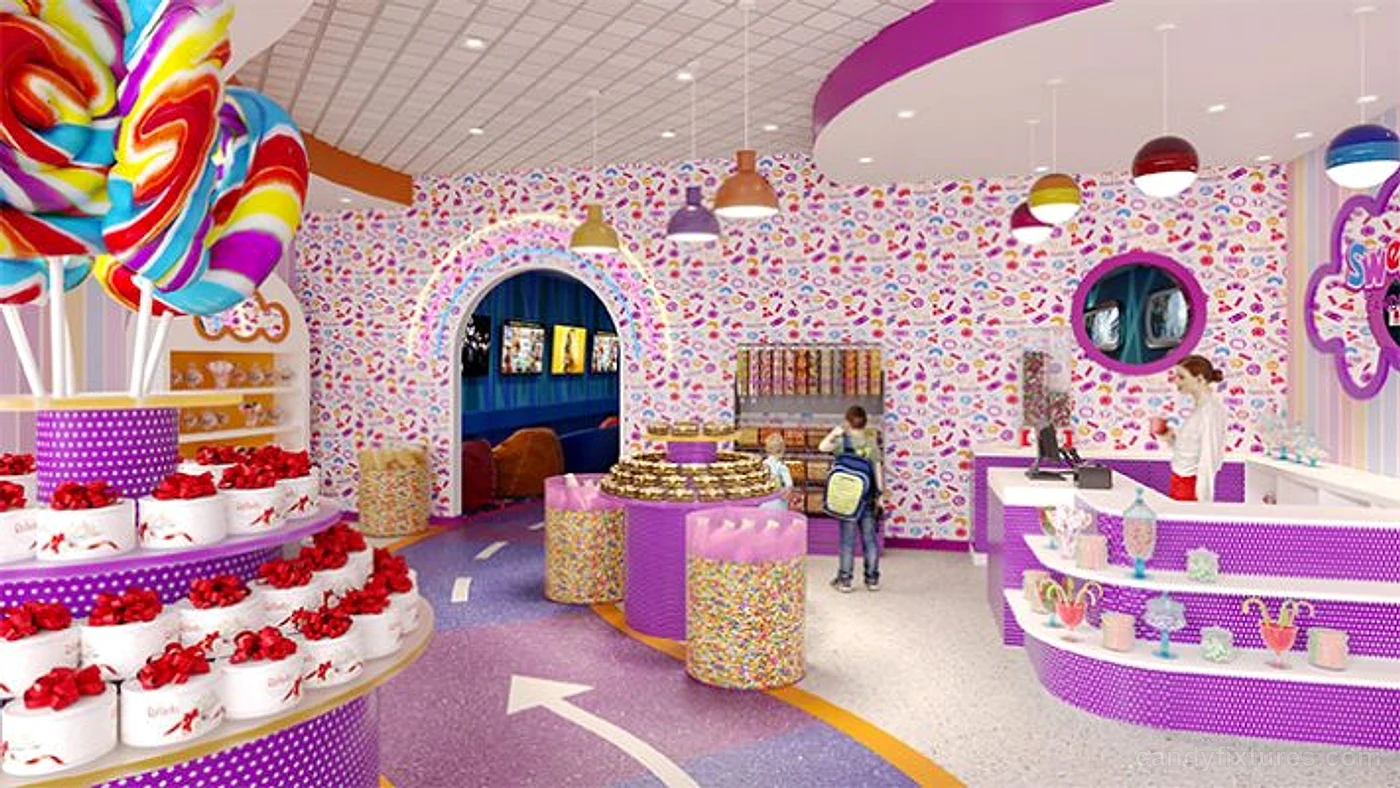 Sweet Life Candy Store Interior Design With Full Candy Display Fixtures In Texas – Counter Design