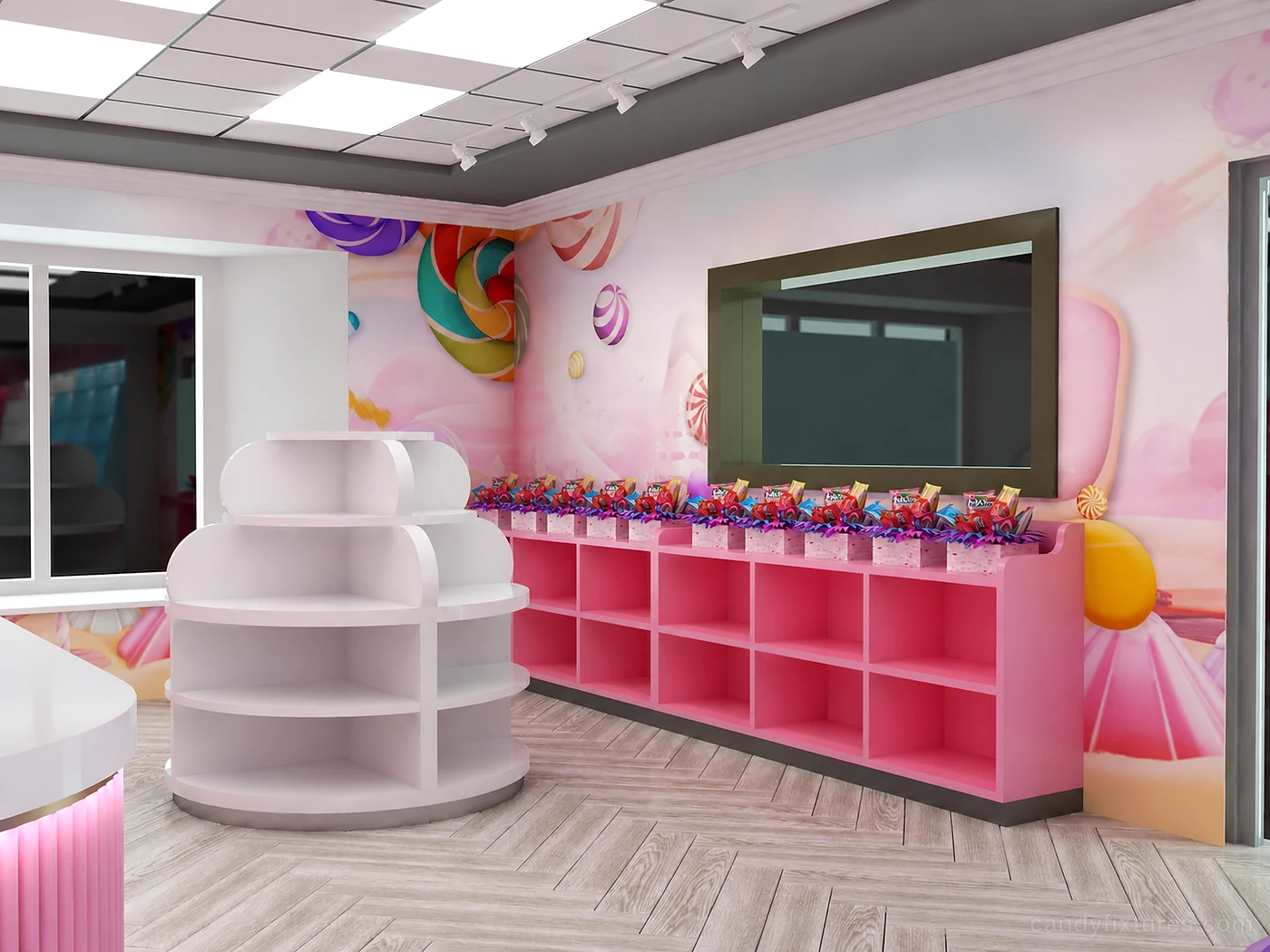 Unique candy store candy wall display for sale – Front Description